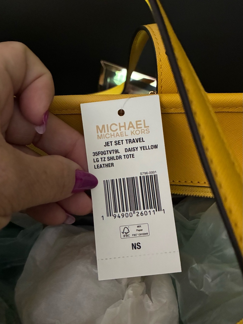 Michael Kors Bright Yellow Saffiano Leather Tote - Picture 2 of 3